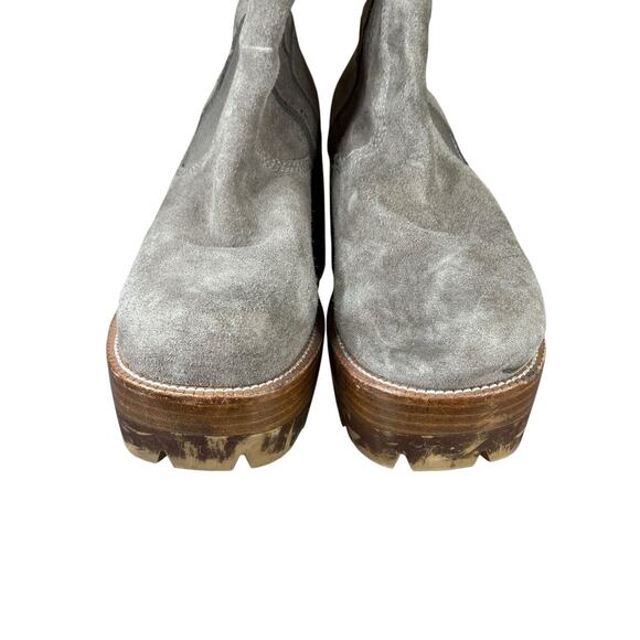 Jeffrey Campbell x Free People Grey Suede Chunky Heel Chelsea Boots 9M - Picture 5 of 11